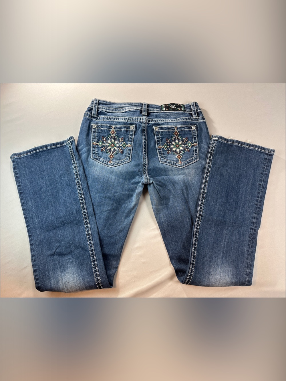 Miss Me Chloe Boot Cut Jeans 29 Beaded Embroidered Y2K Boho Embellished
